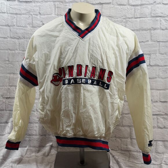 VTG Starter Cleveland Indians Pullover Jacket Men's XL MLB Chief Wahoo Baseball - Picture 1 of 11